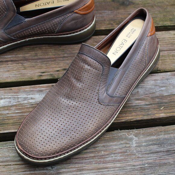 EUC, Ron White Gray Perforated Leather Slip-On, Size 43 EU, Made in Italy - Picture 4 of 13